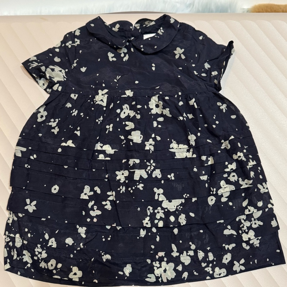 BURBERRY BABY GIRLS BLUE & WHITE FLOWERS BLOUSE SZ:3 MO - NWOT - 100% AUTHENTIC